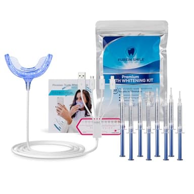 Teeth Whitening Kit with 32xLED Light Professional Complete at Home Smart Phone Whitening System - Best Tooth Whitener Gel Refill - Safely Connected with iPhone/Android/USB for Home Use