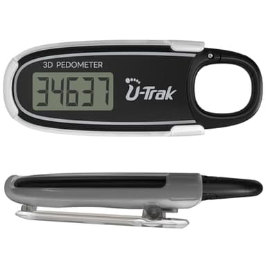 3D Pedometer for Walking with Removable Clip and Carabiner Simple Step Counter for Walking Accurate Clip On Step Tracker for Men Women Kids (Black)