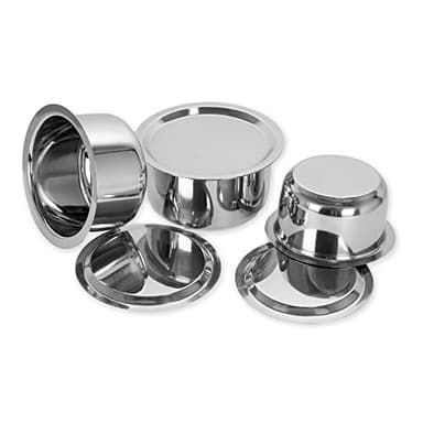 Sumeet Stainless Steel Cookware Set With Lid, 1L, 1.4L, 1.8L, 3 Piece (White)