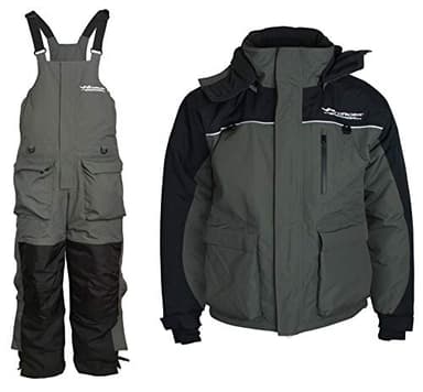 WindRider Ice Fishing Suit | Insulated Bibs and Jacket | Flotation | Tons of Pockets | Adjustable Inseam | Reflective Piping | Waterproof Gear for Ice Fishing and Snowmobiling (4XL)
