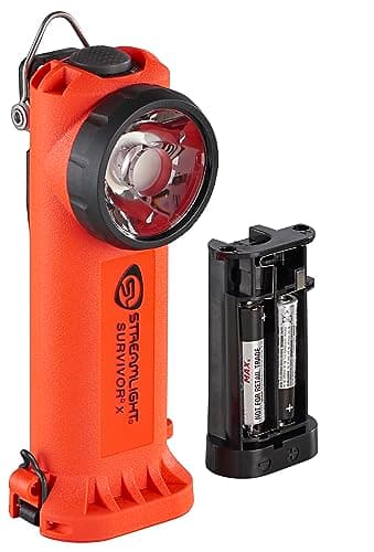 Streamlight 90950 Survivor X 250-Lumen Right-Angle Firefighter's Flashlight with Three (3) "AA Alkaline Batteries, Orange