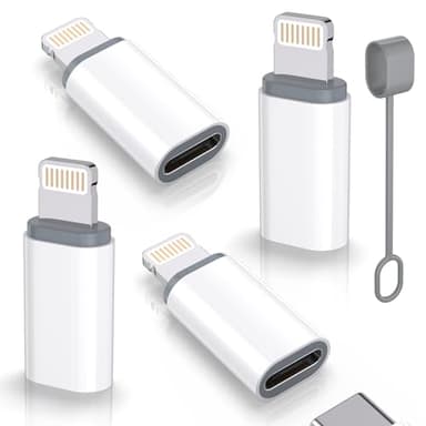 USB C Type C to Lightning Adapter MFi Certified 4 Pack 27W Fast Charging Support Data Sync,Lightning to USB Type C Cable Adapter for iPhone/iPad/for Airpods,with Anti-Lost Loop,Not for Audio/OTG
