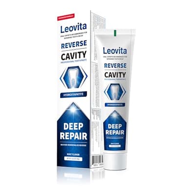 Leovita Cavity Reversing Toothpaste for Adult, Hydroxyapatite as Remineralizing Filler, SLS and Fluoride Free Tooth Decay Treatment, Anticavity Reversal Enamel Repair, 3.52 OZ