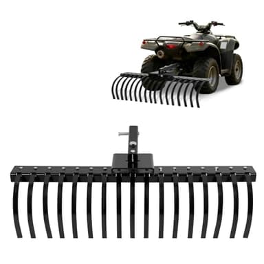 WUTIST 48" Tow Behind Landscape Rake Compatible with ATV UTV Tractor W/2" Receiver for Leaves, Debris, Grass, Pine Needles