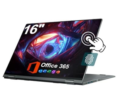 jumper 2 in 1 Laptop, 16 inch Convertible Laptop Computer with IPS FHD 360 Degree Touchscreen, 640GB Storage, 16GB RAM, Fingerprint Reader, Backlit Keyboard, 53.2WH, WiFi 6