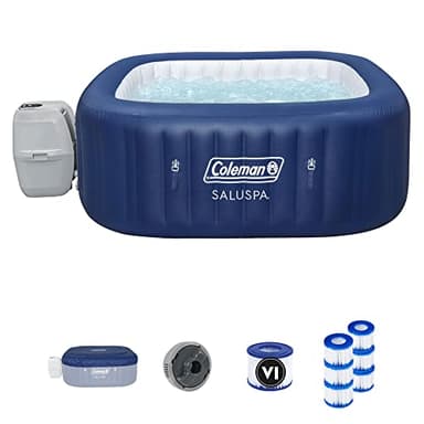 Coleman SaluSpa Atlantis AirJet 4 to 6 Person Inflatable Square Hot Tub Spa with Type VI Replacement Filter Cartridge (6 Pack), Blue