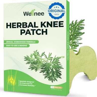 Wellnee Original Herbal Knee Patch - Wellknee Plaster for Knee Support & Muscle Pain - Maximum Strength for a Temporary Relief - Adhesive Heat Patches Made with Natural Herbs for Wellness (10 Pads (Pack of 1))