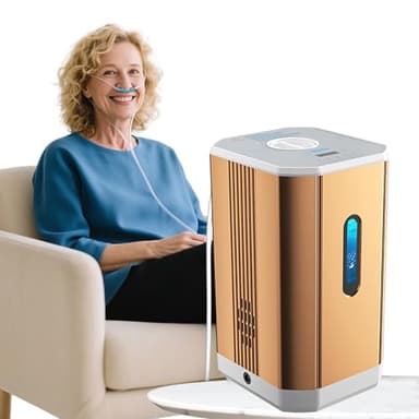 FCADFCA Hydrogen Inhalation Therapy Machine, Brown's Gas Inhaler, 99.99% High Purity H2 Water Ionizer, Dual-Port Inhaler, for Home, Clinics Gold 225ml/min