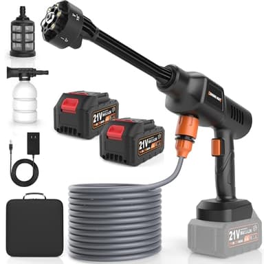 Cordless Pressure Washer 2000 PSI Portable Power Washer Kit with 6-in-1 Adjustable Spray Nozzle Dual 21V 8000mAh Batteries Foam Pot for Car Garden Patio Driveway Outdoor Cleaning