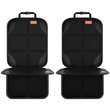 SMART ELF Car Seat Protector, 2Pack Seat Protector Protect Child Seats with Thickest Padding and Non-Slip Backing Mesh Pockets for Baby and Pet,Sedan SUV Truck (Black)