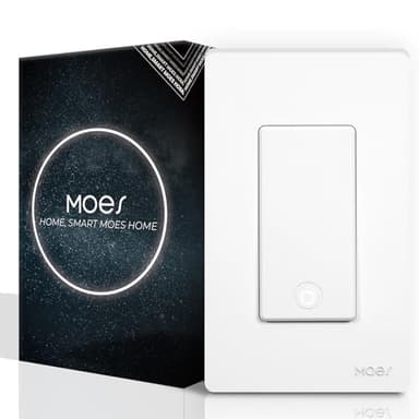 MOES Zigbee Smart Switch 1 Gang, No Neutral Wire Required, Inteligente Single Pole Light Switches, Compatible with Alexa Google Assistant, Remote Control, Require MOES Zigbee Hub