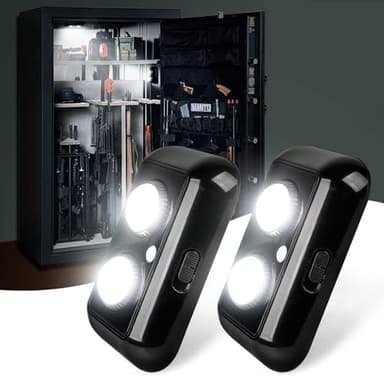 Xprite 2 PCS Gun Safe Light Kit with PIR Motion Sensor, Rotatable Lens Multi-Directional Sensitive Lighting Inside for Your Gun Safes Cabinet, Closet and Locker