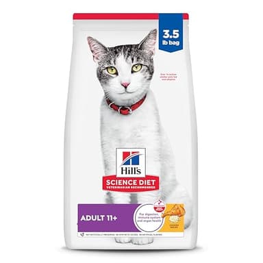 Hill's Science Diet Senior Adult 11+ Premium Nutrition Dry Cat Food, Chicken Recipe, 3.5 lb Bag