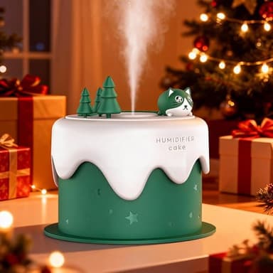Cute Pet Humidifier, Cat Cake Humidifier, USB Plug-in Use, Desktop Silent Spray, Seven Color Light Creative Aroma Machine, High Appearance Level Gift(Green)