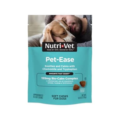 Nutri-Vet Pet-Ease Soft Chews for Dogs, Vet Formulated with Chamomile & Tryptophan to Soothe and Calm During Storms, Separation Anxiety, and Loud Noises, Dog Calming Supplement, 6.0 oz