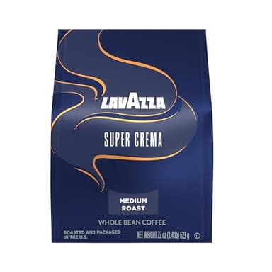 Lavazza Super Crema Whole Bean Coffee, Medium Espresso Roast, Arabica and Robusta Blend, 22 oz Bag