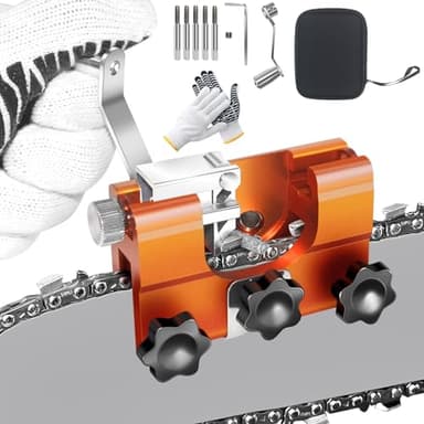 RUIDELI Chainsaw Chain Sharpening Jig Hand Saw Sharpening Tool Portable Hand Crank Chainsaw Sharpener Set with 5PCS Sharpening Stones Suitable for 8" to 22" Chainsaw Blades