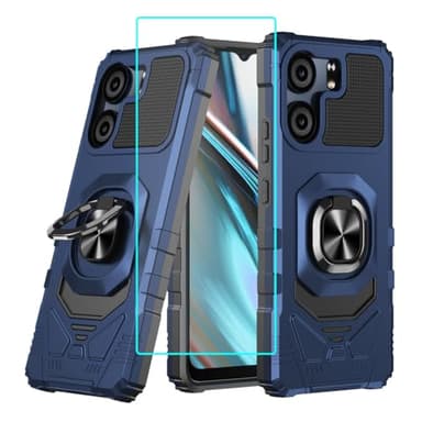 for BLU View 5 B160V / BLU F5 5G Case with 1 Pack Screen Protector,Dual Layer Hybrid Heavy Duty Defender Protection,Sleek Rugged Reinforced Cushion Corner Kickstand Shockproof Bumper Cover Blue