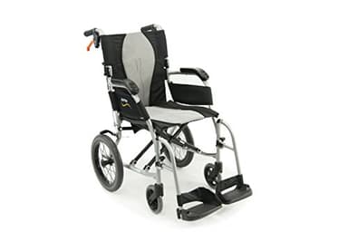 Karman S-2512 18 lbs Ultra Lightweight Ergonomic Wheelchair 18" Seat with Removable Footrest in Silver