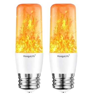 HoogaLife Flame Light Bulbs, Warm Flickering Light Bulbs Effect of Real Fire, E26 Led Flame Light Bulb for Christmas, Halloween, Party Patio Porch Home Holiday Indoor & Outdoor Decorations-2 Pack