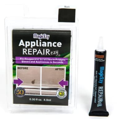 MagicEzy Appliance RepairEzy - (Black) - Appliance Touch Up Paint Scratch Repair for Stove, Microwave, Fridge - Enamel, Metal, Stainless Steel - Strong Epoxy