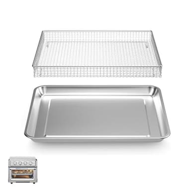 Stainless Steel Air Fryer Basket and Tray,Compatible with Cuisinart TOA-60 TOA-65 TOA-70 Toaster Air Fryer Convection Oven