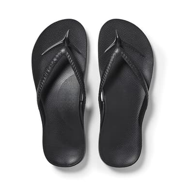 Archies Arch Support Flip Flops for Men & Women – Orthotic Sandals for Plantar Fasciitis Relief – Lightweight, Cushioning, Shock-Absorbing Sandals for Walking, Foot Pain & All-Day Comfort - Black (US Men's 8 / US Women's 9)