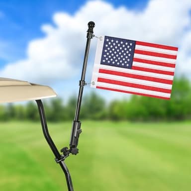SANXIACAR Golf Cart Flag Holder with American Flag Pole Mount Kit Fit EZGO TXT RXV Club Car Precedent Tempo Onward DS Yamaha Boat Heavy Duty Flag Pole Bracket Set (Flag 12 * 18 Inch)
