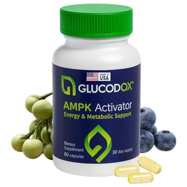 GlucodOX AMPK Activator Supplement – AMPK Enzyme, Metabolism Booster, Guggul Supplement for Body Management & Longevity – Vegan Metabolic Support - 30 Day Supply (60 Capsules)