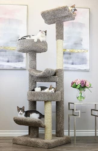 Prestige Cat Trees 130098-Neutral Staggered Cat Tower Cat Tree, Large