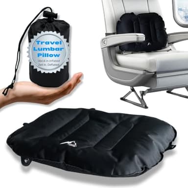 Nyack Exchange Lumbar Pillow - Inflatable Lumbar Pillow for Airplane Travel - Ideal Back Cushion or Lumbar Support Pillow to Keep You Comfortable While Sitting