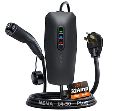 VDLPOWERVP Level 2 Tesla Charger 32Amp, 7KW Electric Vehicle Portable Charger with 20FT Cable, Home EV Charging Station for Tesla Models Y/X/3/S, 240V NEMA 14-50 Plug