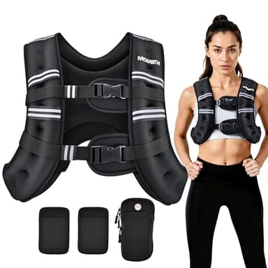 PACEARTH Weighted Vest, 6lb/12lb/16lb/20lb/25lb/30lb Weight Vest with Reflective Stripe, Body Weight Vests Adjustable for Men, Women Workout, Strength Training, Running, Walking, Jogging
