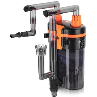 hygger External Hang-On-Back Canister Aquarium Filter,Quiet Fish Tank Filter with 3-Stage Filtration,Anti-Dry Burn Motor,Adjustable Flow,Oil Skimmer,Duckbill Nozzle,Shower Spray Bar (6W,10-20 gal)