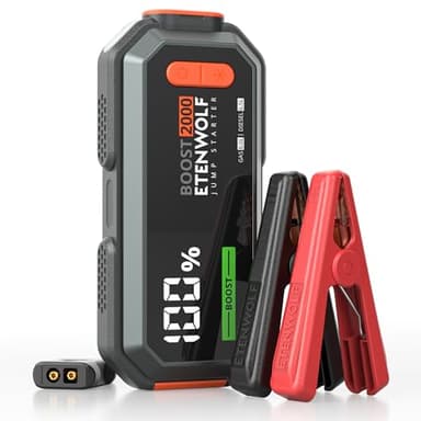 Car Battery Jump Starter Portable, 2000A Peak Jump Box- 12V Car Jump Starter for up to 8.0L Gas and 6.5L Diesel Engines, USB-C Portable Battery Jumper with Jumper Cable, Power Bank, LED Light