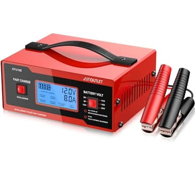 AUTOUTLET Upgraded 8 Volt Battery Charger for Golf Cart Automotive Battery Charger and Maintainer 0-14A with Cable Clamps for 6/8/12/14/16/24V Lead-Acid Batteries
