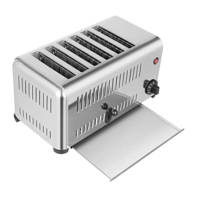6 Slice Toaster, Wide Slot Bread Baking Machine, Commercial Stainless Steel Compat Toasters with Removable Drop-Down Crumb Tray, Electric Countertop Pop-Up Toaster for Restaurants Kitchens Households