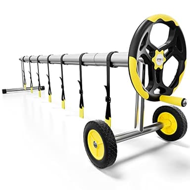 VINGLI Pool Cover Reel Set Pool Solar Cover Reel for Inground Swimming Pool, Aluminum Solar Swimming Inground Cover Blanket Reel (Upgrade) (18 Feet)