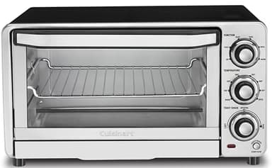 Cuisinart Custom Classic Toaster Oven Broiler, 1800 Watt Countertop Toaster Oven to Bake, Broil, and Toast, Non-Stick Interior, Consistent Toast Control, Brushed Stainless Steel/Black, TOB-40N