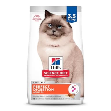 Hill's Science Diet Adult 7+ Perfect Digestion Dry Cat Food, Chicken, Barley & Whole Oats, 3.5 lb. Bag