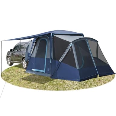 TIMBER RIDGE 5-9 Person SUV Tent with Screen Porch and Awning for Family Camping, Weather Resistant and Portable Van or Car Tent, Includes Rainfly and Storage Bag, 13' W X 10' L X 7.1' H, Blue