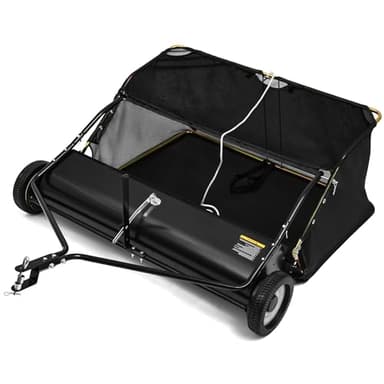 YITAMOTOR 42" Tow Behind Lawn Sweeper Leaf Collector Pull Behind Grass Sweeper Large Hopper 12 cu.ft. with Dumping Rope Design, Adjustable Sweeping Height for Picking Up Debris & Grass