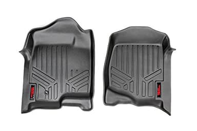 Rough Country All Weather Front Floor Mats for Chevy Silverado & GMC Sierra 1500/2500HD/3500HD (2007-2013) -Non-Slip Waterproof Flexible Front Floor Mats