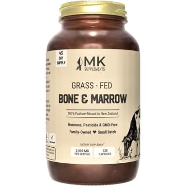 MK Supplements Grass-Fed Beef Bone & Marrow Supplement, Supports Healthy Joints, Bones, Teeth, Immune Support, Freeze-Dried, Non-GMO, 45 Servings (3,000 mg Each)
