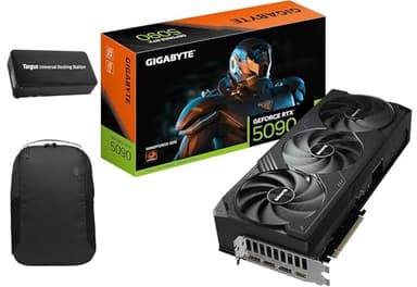GIGABYTE GeForce RTX 5090 WINDFORCE 32G Graphics Card, 32GB 512-bit GDDR7, PCIe 5.0, WINDFORCE Cooling System, GV-N5090WF3-32GD Video Card, Bundle with Targus Dock Station and Backpack Alienware