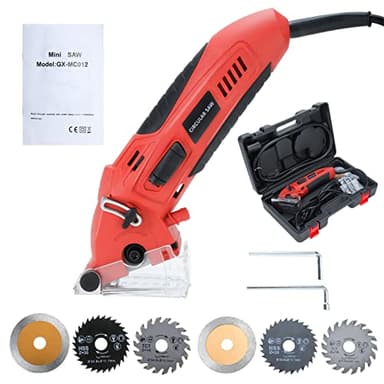 WerkWeit Mini Circular Saw Set Professional Multifunctional Circular Saw Machine Set 400W High Powered Compact Circular Saw with Tool Box, 6 Carbide Tipped Blades for Cutting Wood,Plastic,Tile,Metal
