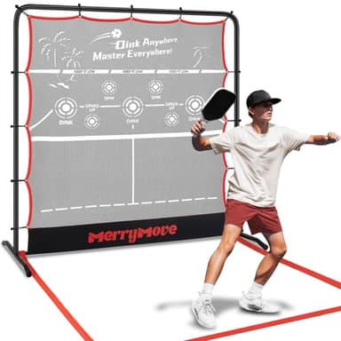 MerryMove Pickleball Rebounder Practice Net: 6FT Strong Metal Frame Pickleball Trainer Net, Portable for Outdoor Driveway Backyard and Indoor Garage Training Rebounder for Dink Volley Tennis