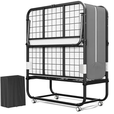 Greenvelly Folding Bed with 5 Inch Mattress, 75” x 38” Portable Rollaway Bed with Memory Mattress and Metal Frame for Adults,Guest, Twin Size,Cot Size