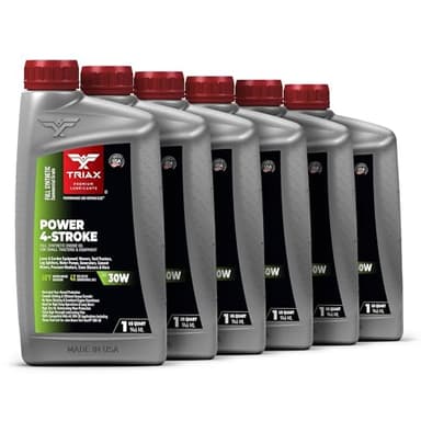 TRIAX Power 4-Stroke SAE 30W Full Synthetic 4 Cycle Small Engine Motor Oil | For Lawnmower, Generator, Tractor, Log Splitter, Snow Blower, Pressure Washer, Cement Mixer, and More (6 Quart Pack)