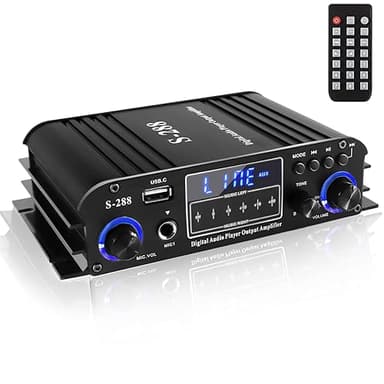 Romicta 4 Channel Bluetooth 5.0 Stereo Amplifier, 50Wx4 HiFi Power Amp, 1200W Max, USB/SD/FM, Class D Home Audio Receiver for Home Theater & Karaoke, Includes Remote & Power Adapter
